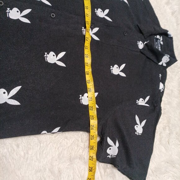 Playboy Man's Black and White Logo Button up Shirt Size XL - Picture 4 of 9